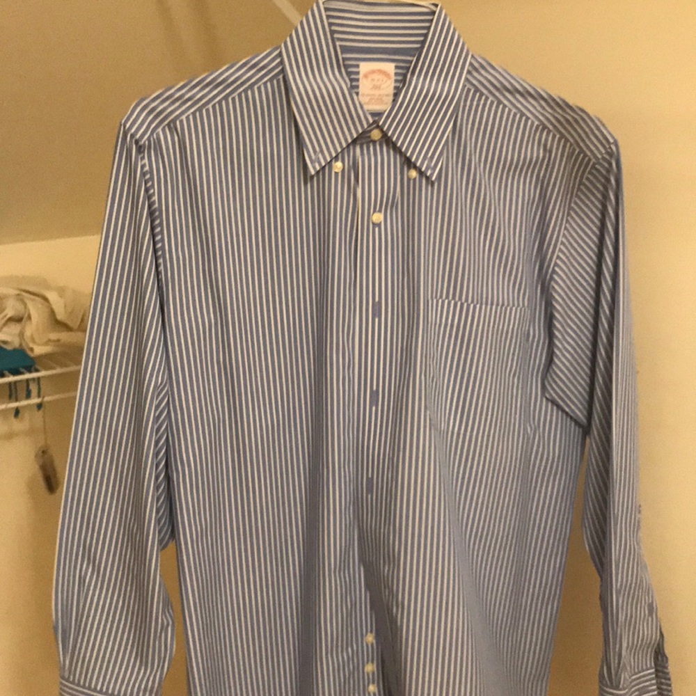 Men’s blue and white striped dress shirt